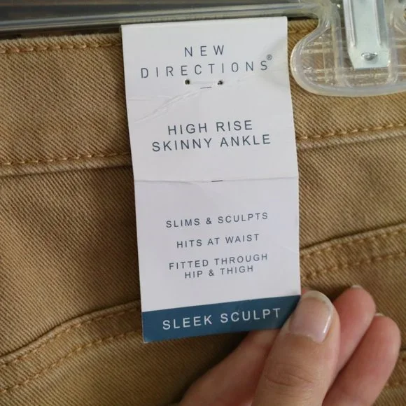 New Directions Button Fly High Rise Jeans - Khaki, Size 6 - Picture 10 of 16